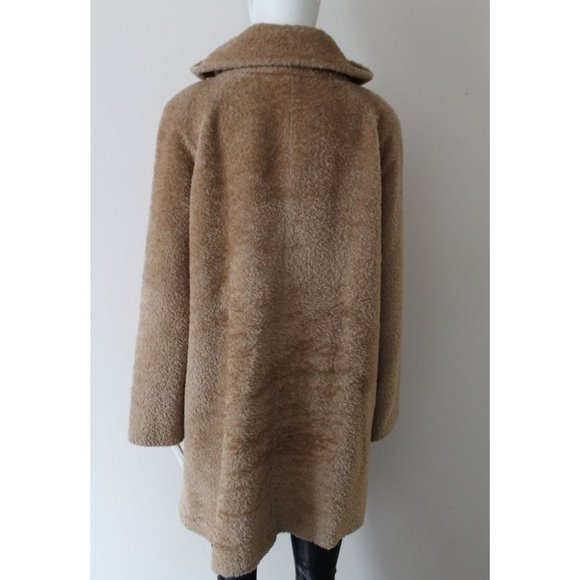 Max Mara Studio Gregory Teddy Alpaca and Wool Coat Size 14 Tan - Picture 6 of 10